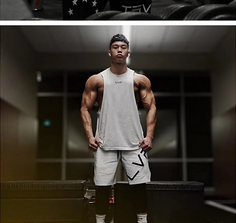 Men Summer Cotton Sleeveless Tank Top Gym Bodybuilding Fitness Running Workout Casual Athletic Sportswear Training Vest Clothing