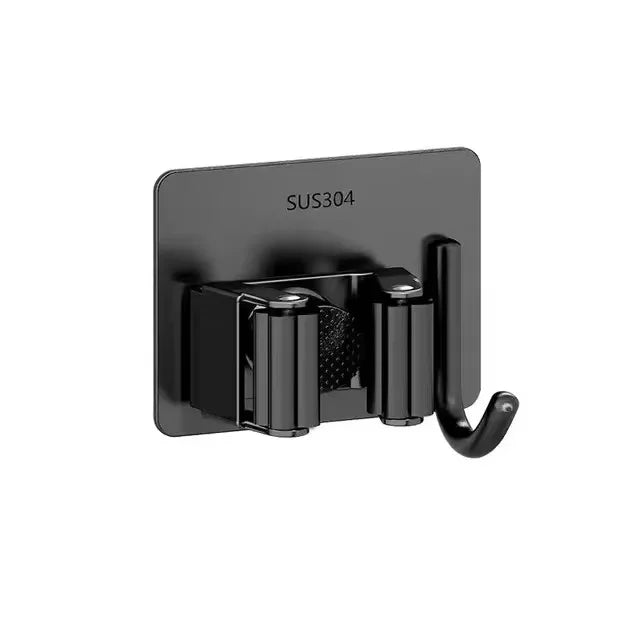 304 Stainless Steel Mop Clip Holder Bathroom Punch-free Mop Broom Brush Hanging Rack Strong Sticky Hook Wall Organizer Shelf