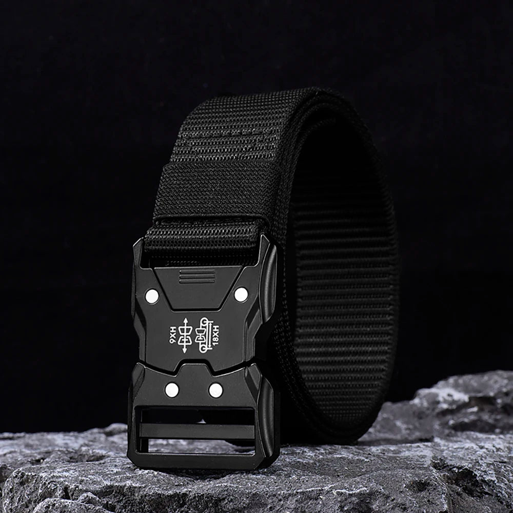 Genuine Tactical Belt Black Quick Release Outdoor Men's Belt Buckle Quick Release Elastic Belt Sport Nylon Braided Belts for Men