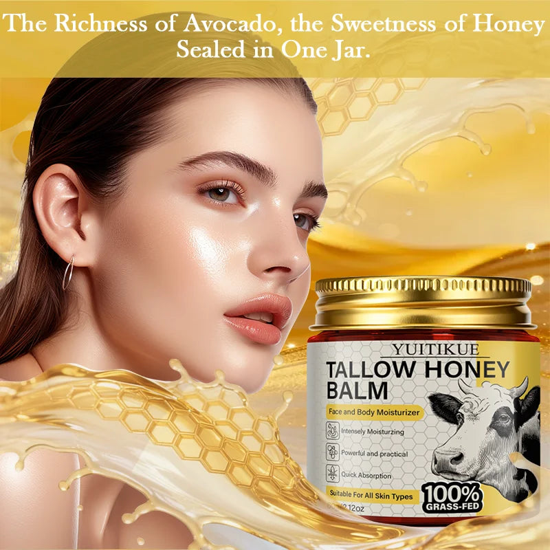 Tallow Honey Balm, All-Day Hydrating Face & Body Moisturizer, Gentle Formula for Sensitive Skin