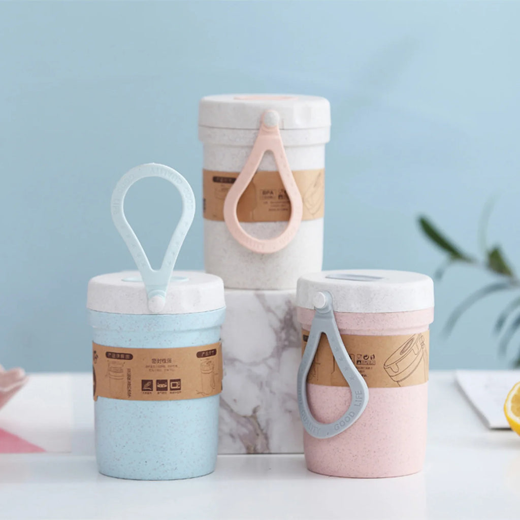 Kitchen 900ml Microwave Lunch Box Wheat Straw Dinnerware Food Storage Container Children Kids School Office Portable Bento Box