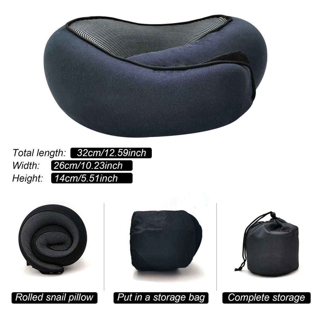 Portable U-shaped Pillow Memory Foam Snail Pillow Soft Noon Break Sleep Pillows Travel Neck Support Travel Neck Pillow
