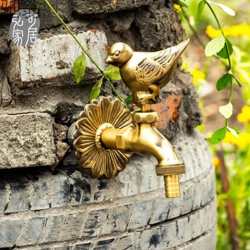 Bathroom Garden Faucet Antique Brass Kindergarden Wall Mount Animal Cold Water Faucet Basin Faucet