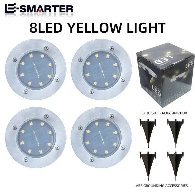 8LED Solar Power Disk Light Outdoor Garden Solar Underground Light Deck Lights Spotlight Buried Solar Lamp Landscape Lighting