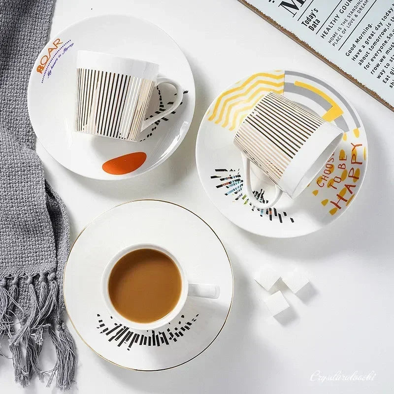 New Dynamic Mirror Reflection Cup Mug 250~300ml Home Drinkware Creative Ceramic Anamorphic Cup Coffee Tea Set Interesting Gift