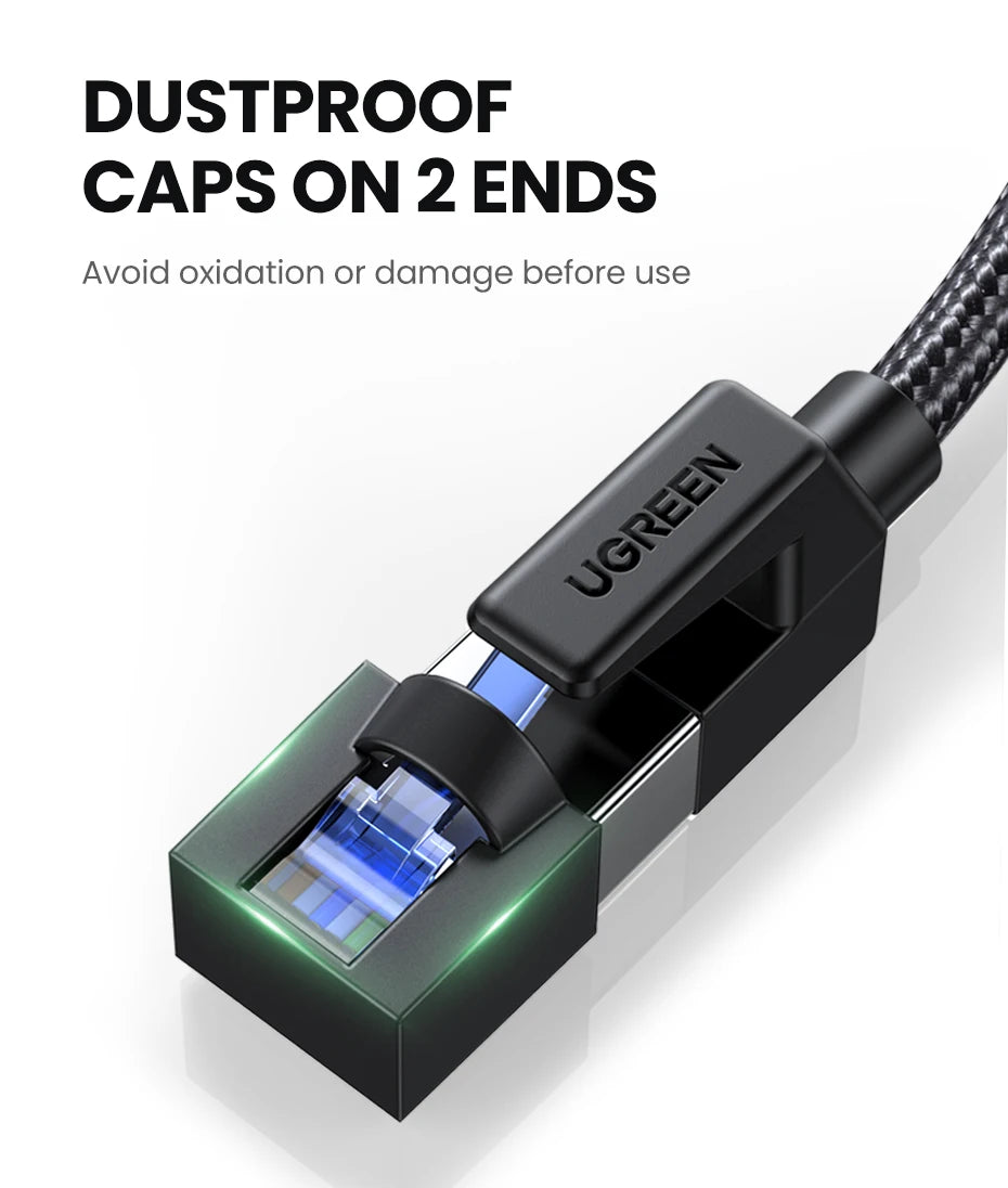 UGREEN Ethernet Cable CAT8 40Gbps Cotton Braided PVC Network Lan Cord for PC Modem Laptop PS 5/4 Router RJ45 Cable Ethernet