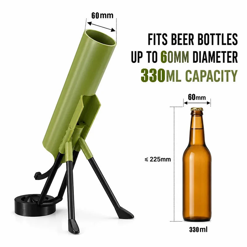 Beer Bottle Mortar Bottle Opener, 33/51mm Mortar Beer Bottle Opener Heavy-Duty Tactical Cap Launcher Hands-Free Push Down Opener