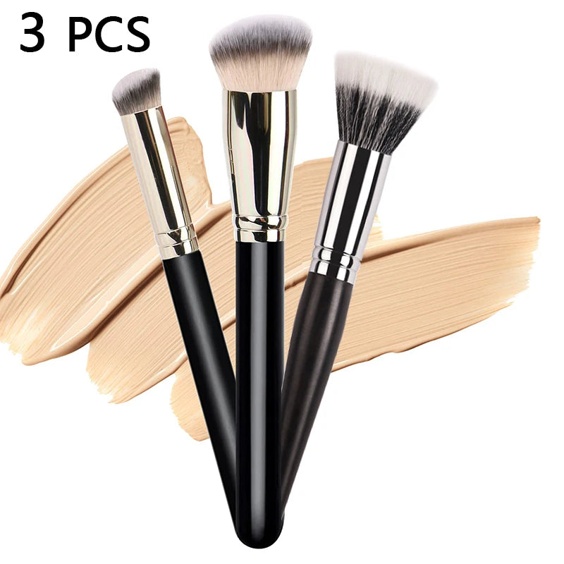 3 PCS Makeup Brushes Set Includes Foundation Brush, Flawless Concealer Brush, Powder Brush