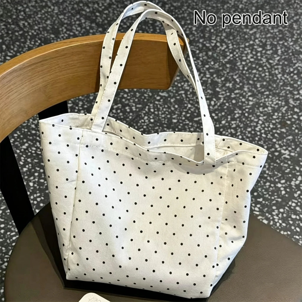 ★▲Large Capacity Polka Dot Tote Bag for Women Durable Canvas Ideal for Work and Shopping
