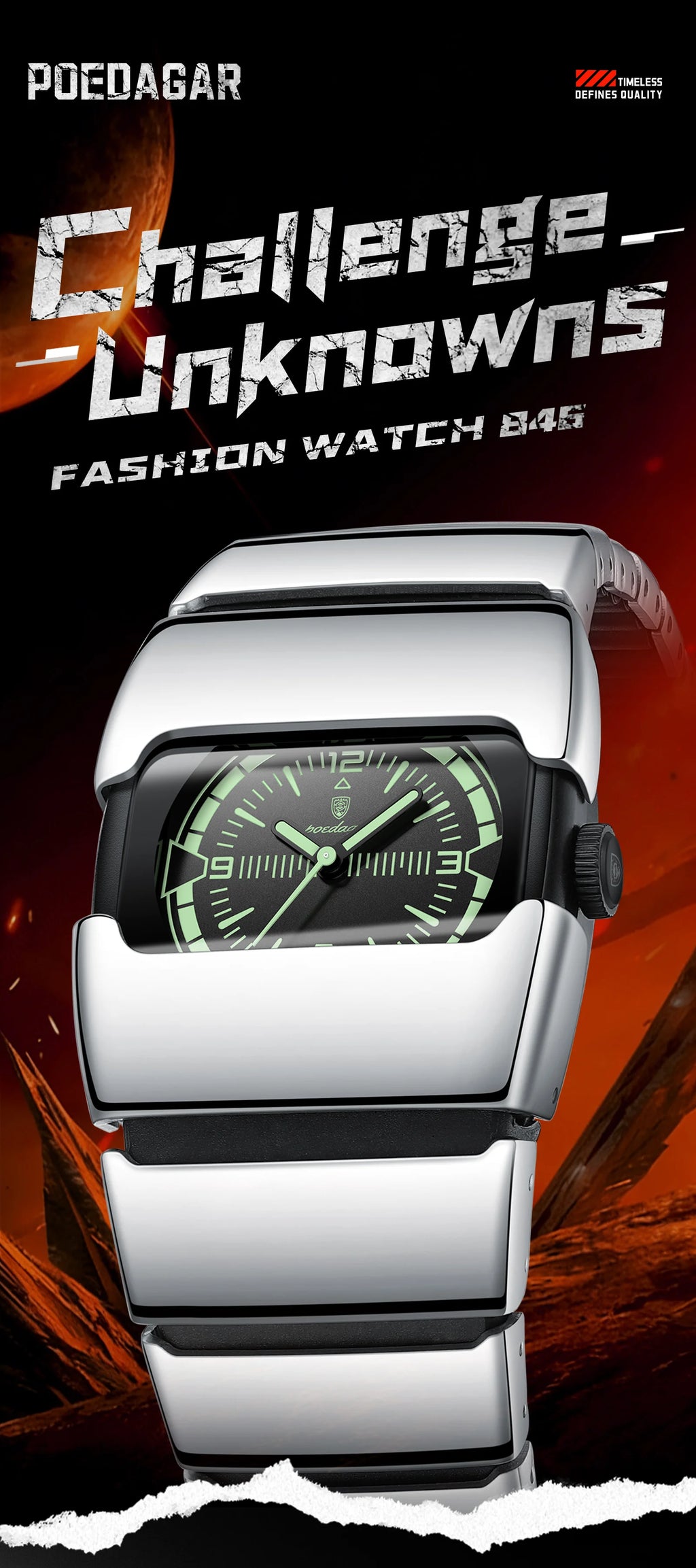 POEDAGAR Original Casual Man Wristwatch Waterproof Luminous Stainless Steel Watch For Men Sports Quartz Men's Watches Male Clock