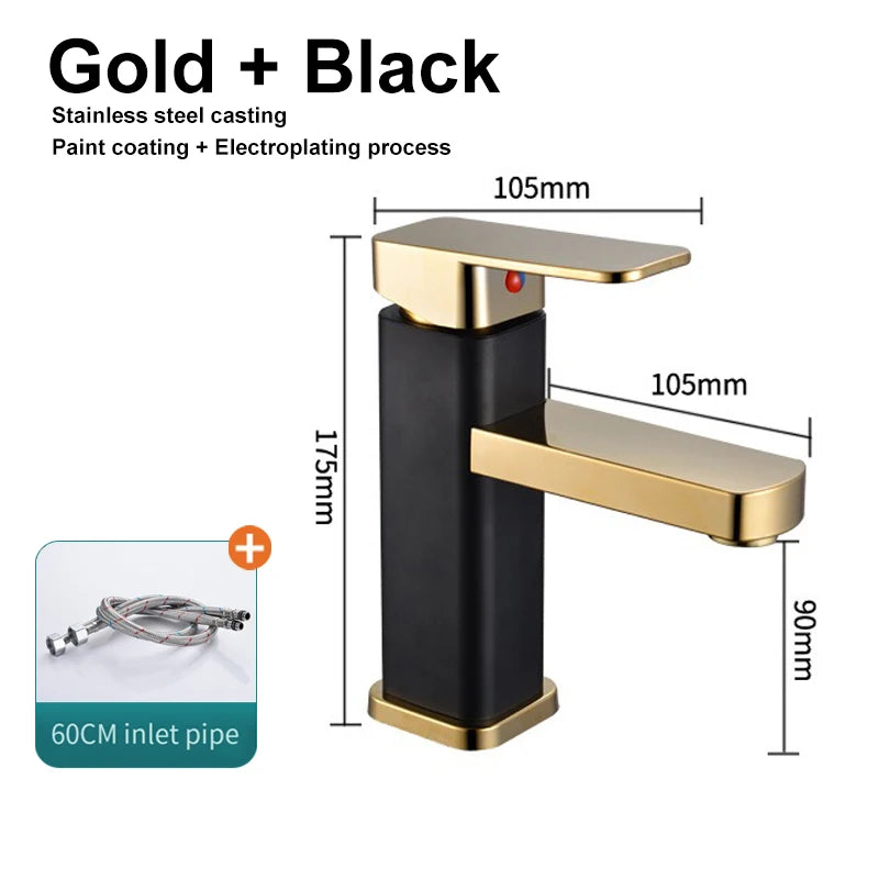 Stainless Steel Bathroom Faucet with Hot And Cold Water Outlet Valves Versatile Sink Faucet for Bathroom Cabinet And Basin