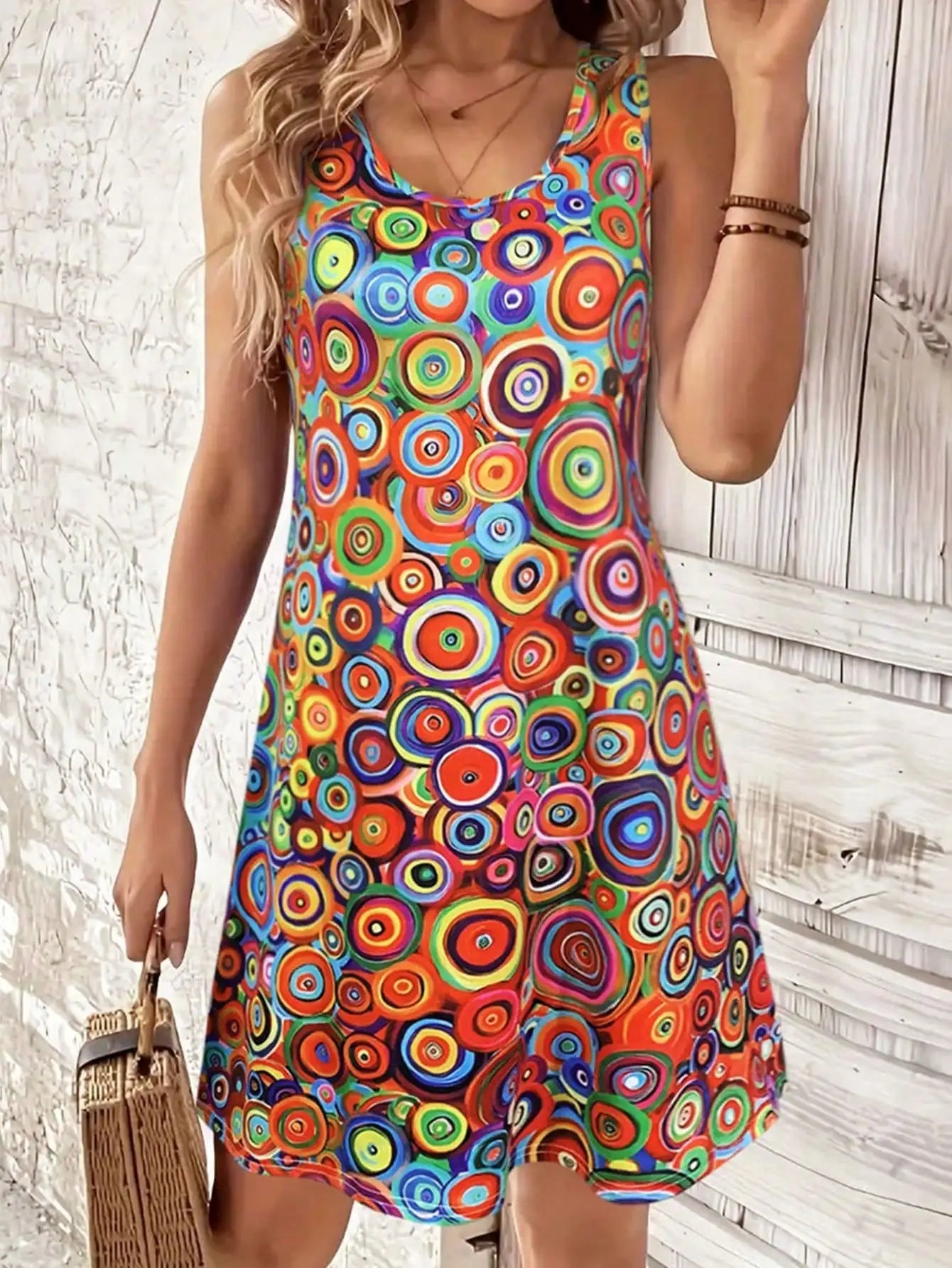 Women's Off-Shoulder All-Over Print Mini Dress - Sexy Vacation Sundress, Flowy Summer Beach Dress, Boho Chic Short Dress for Wom