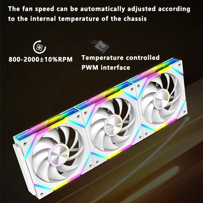 ICE Whale WX-1 Wire-Splicing PC Case Cooling Fan ARGB Mirror Cycle Light Effect 800-2000RPM PWM Water Cooling 360mm Cooler Fan