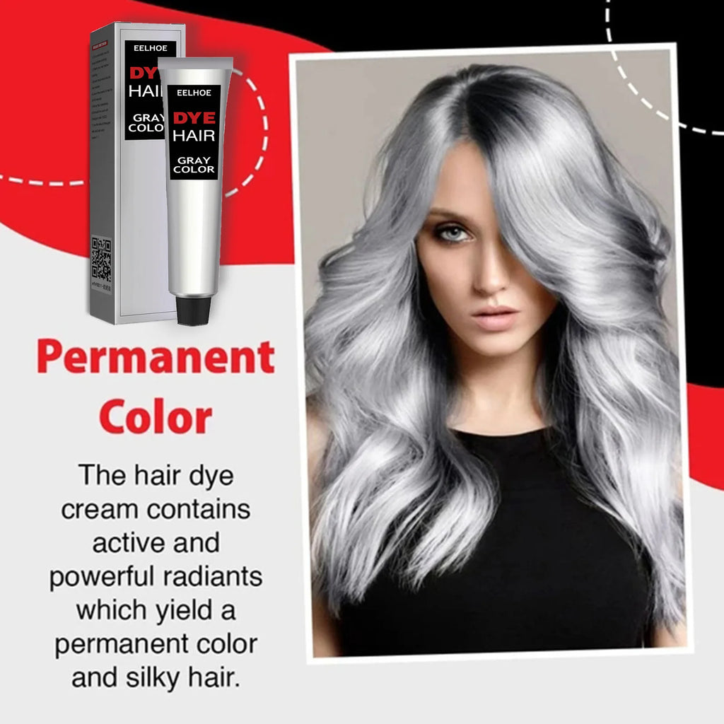 Silver Gray Hair Dye Punk Style Unisex Smoky Long Lasting Coloring Hair Care and Styling Natural Gray Hair Dye Color Cream 100ml