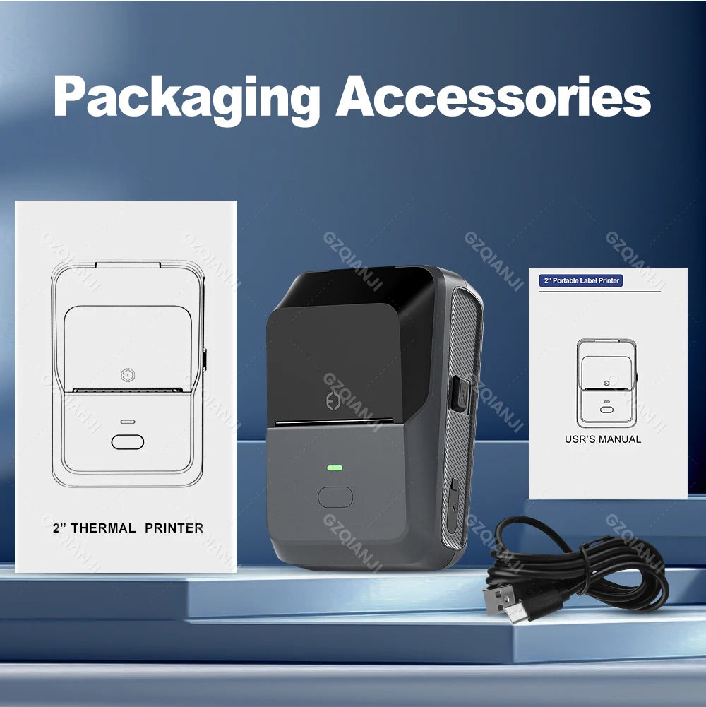 20-50mm P2 Mini Thermal Label Printer Portable Wireless Bluetooth Office Business Sticker Printer for Android / iOS