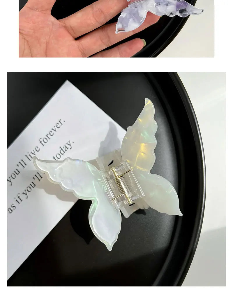New Gradient Colorful Butterfly Hair Claw for Women French Retro Acetic Acid Hair Clip Fashion Headwear Hairpin Hair Accessories