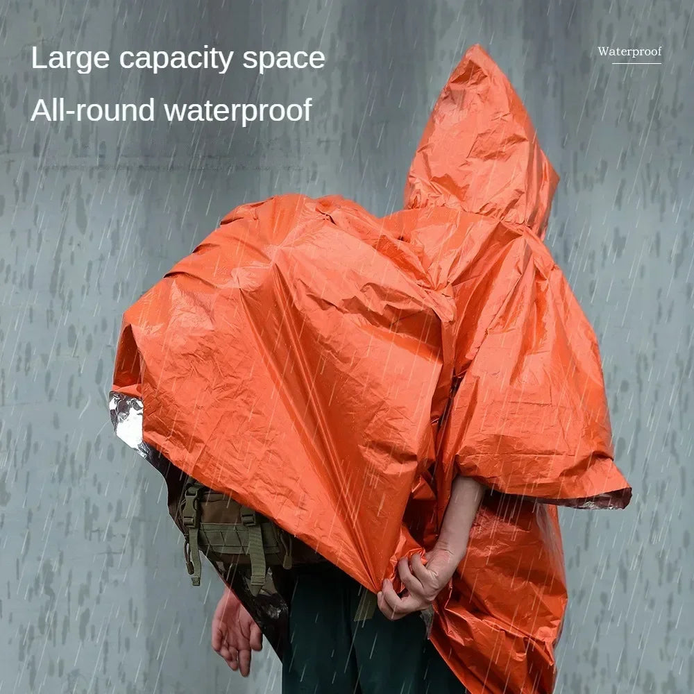 Emergency Raincoat Poncho Waterproof Rainwear Blanket Survival Camping Equipment Cold Insulation Rainwear Camping Equipment