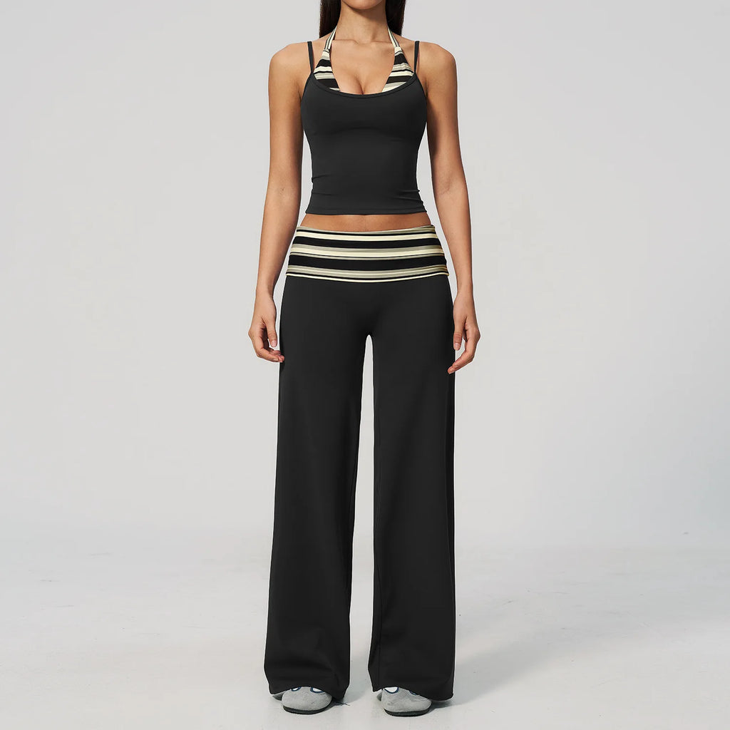 Summer 2PCS Yoga Set Women's Tracksuit Fashion Polka Dot And Striped Workout Sets Gym Outfits High Waist Butt Lift Yoga Clothes