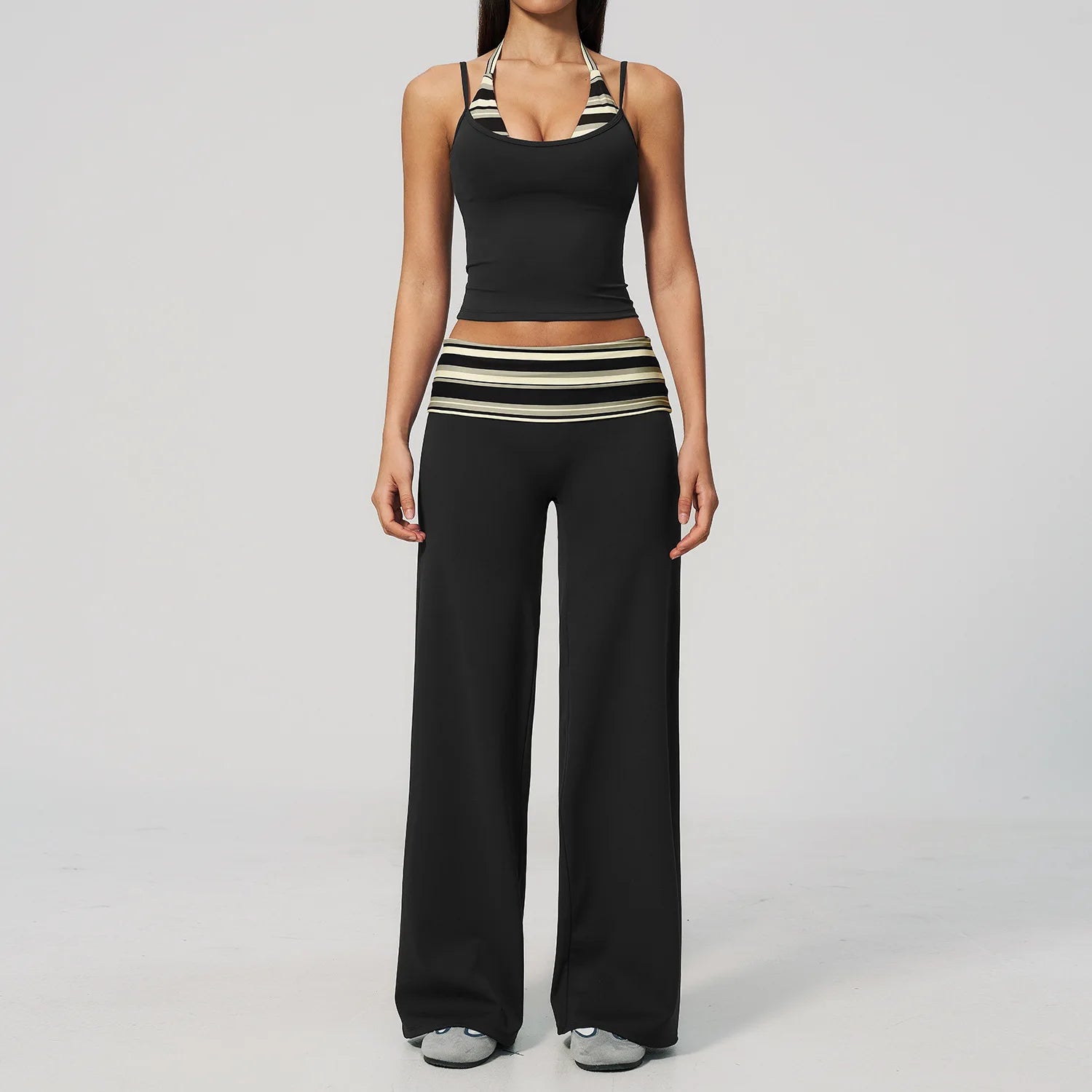 Summer 2PCS Yoga Set Women's Tracksuit Fashion Polka Dot And Striped Workout Sets Gym Outfits High Waist Butt Lift Yoga Clothes
