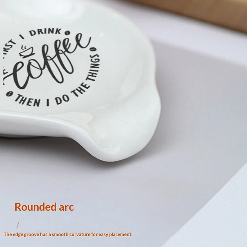 White Ceramic Versatile Spoon Holder & Tray Perfect For Coffee & Soup Spoons Kitchen Organizer Kitchen Utensils Tableware〔CC11〕