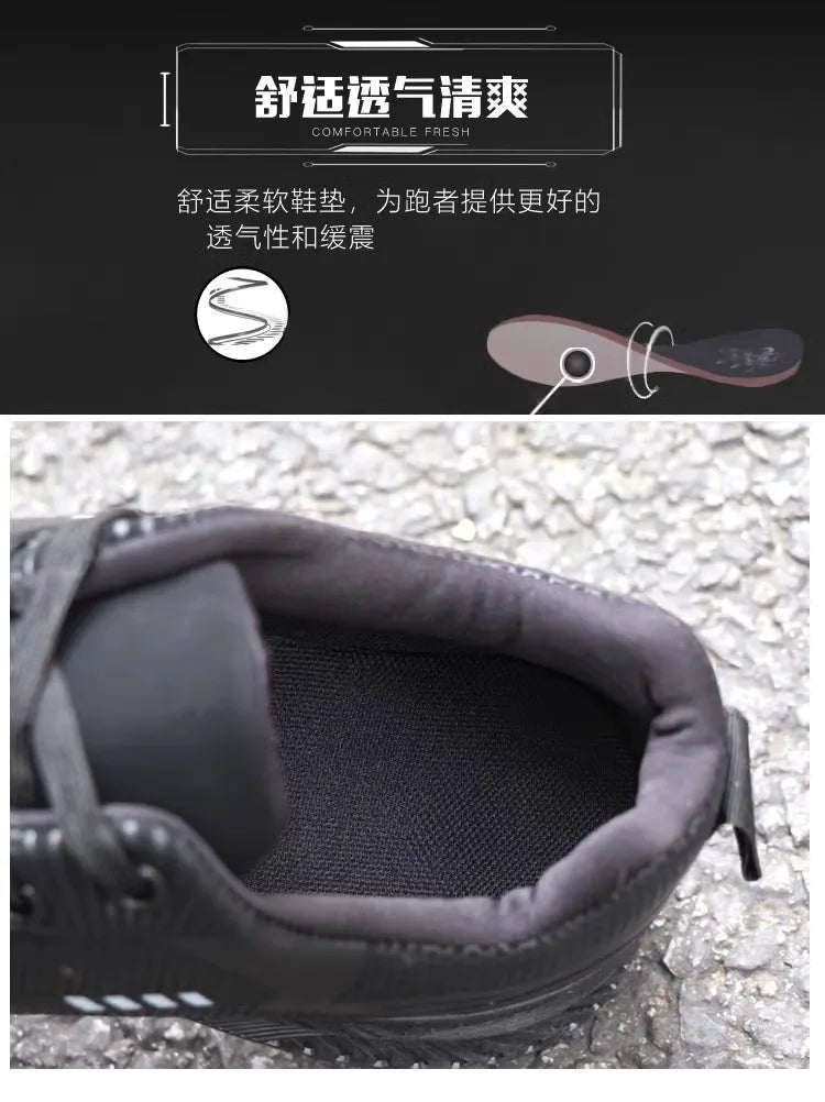 Waterproof Men's Sneakers Casual Running Shoes Soft Bottom Black Leather Sports Shoes