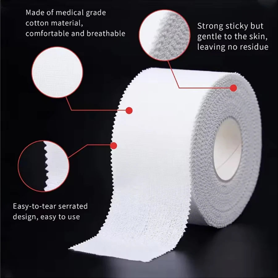 4 Rolls Athletic Tape Cotton Medical Sports Tape Latex Free Easy Tear No Scissors for Physical Therapy ﻿
