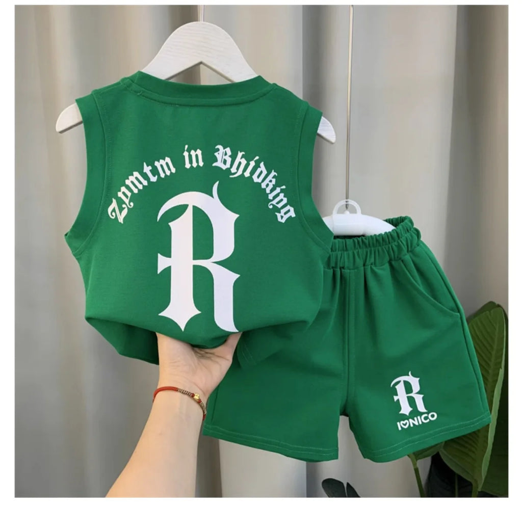 Children's Summer Clothing Set 2026 New Fashionable Boys and Babies Sleeveless T-shirt Shorts 2-Piece Girls' Casual Sports Set