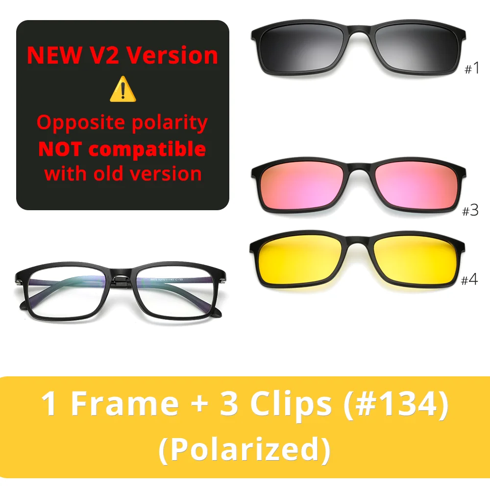 Ralferty Polarized Sunglasses Men Women 5 In 1 Magnetic Clip On Glasses TR90 Optical Prescription Eyeglass Frames Magnet Clips