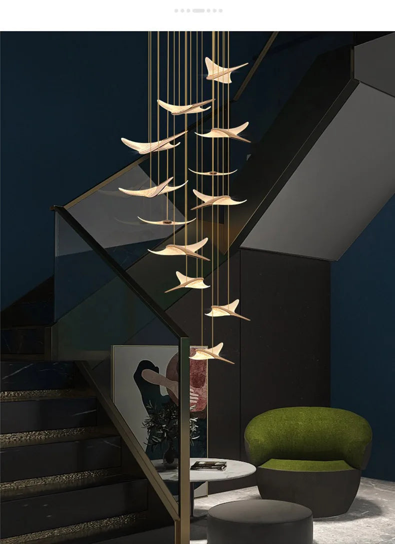 Modern Staircase Branch Chandelier New Luxury Home Hotel Iobby Decoration LED Indoor Lighting Customizable Chandelier