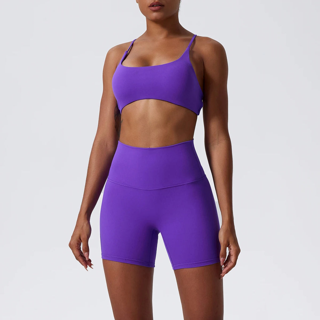 Summer Two Pieces Short Sets Women Workout  Bra Set Quick-Dry Yoga Clothing Sports Tracksuit Female Fitness Gym Suit Women