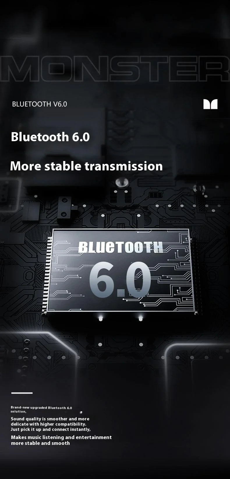 MONSTER AC530 Wireless Bluetooth Earphones Noise-Canceling Wireless Bio-Fiber Dynamic Driver Foldable Music Earphones Gift