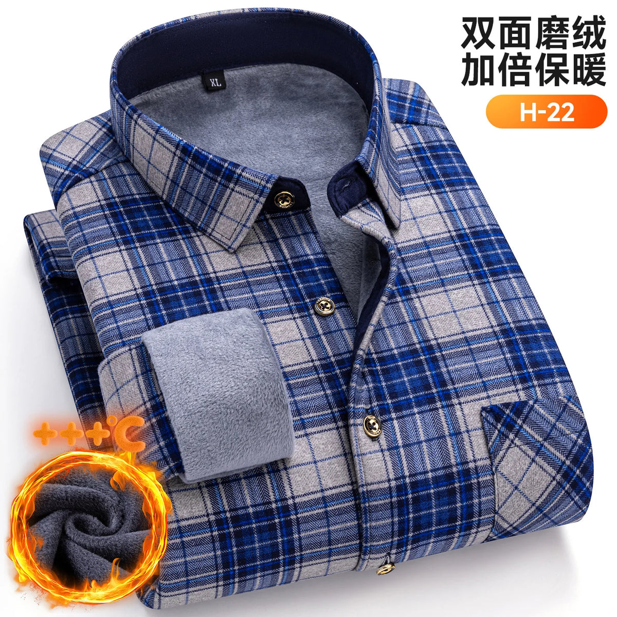 Plus Size 8XL 7XL 6XL Men's Thickene Shirt Long Sleeve Fleece Warm Winter Autumn Casual Soft Print Daily Thermal Male Clothing