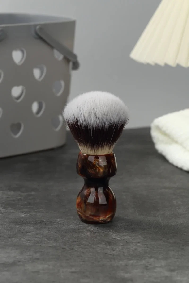 YAQI Caramel Cat's Whisker Synthetic Hair Mens Wet Shaving Brush - Premium Quality Travel Beard Care Grooming Tool