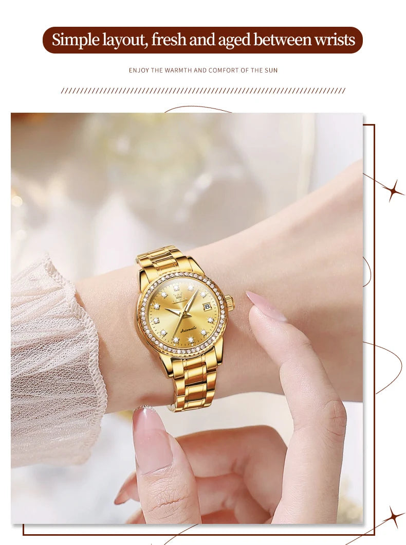 OLEVS Automatic Mechanical Watch for Ladies Auto Date Top Brand Business Luxury Women Watch NEW 7003