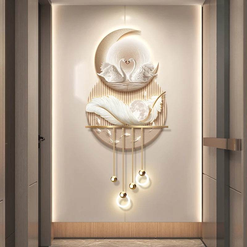 Modern Light Luxury Entrance Hall Decoration Painting New Atmospheric High-end Corridor Hanging Painting Wall Lamp Night Lamp