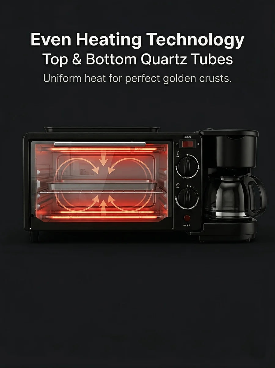 Breakfast Maker, Toaster, Sandwich Oven, Coffee Maker, Small Appliances 3-in-1 Multifunctional Home Toaster