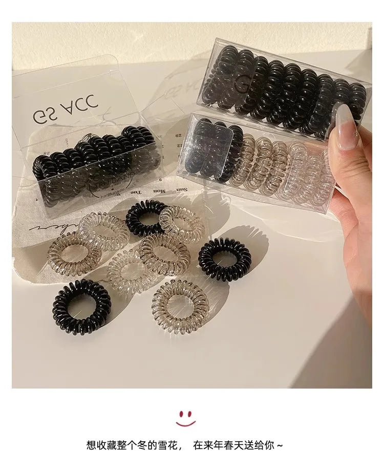 High Grade Gradient Telephone Cable Hairband Feminine Temperament No Harm High Elasticity Durable Rubber Band Hair Rope