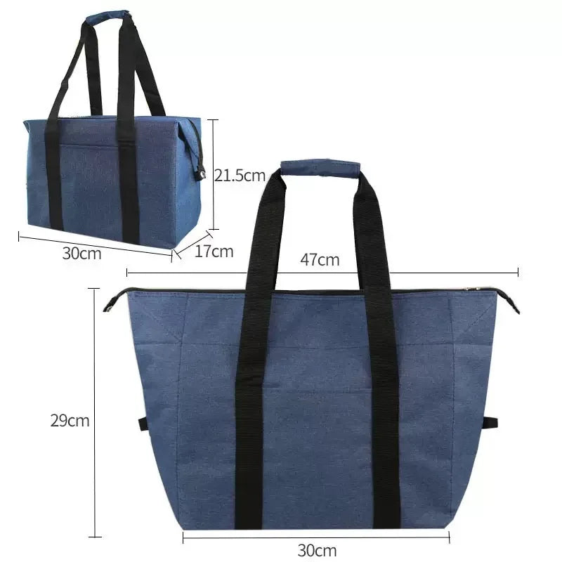 Large Capacity Insulated Tote Bag, Foldable Cooler Bag, Student Work Lunch Bag, Outdoor Picnic Bag