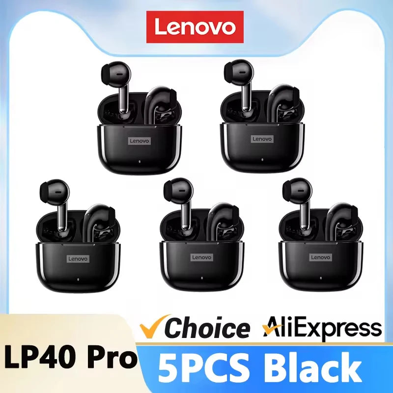 Lenovo LP40 Pro Headphones Wireless Bluetooth 5.4 TWS Hifi Stereo Earphones Gaming Sports Touch Control HD Call with Mic Earbuds