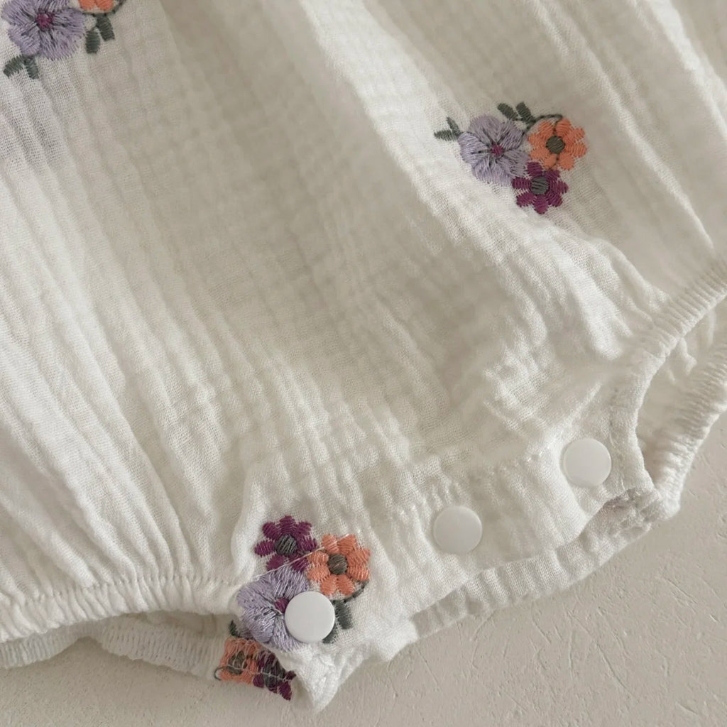 Baby Girl Clothing New Summer Newborn Baby Girl Romper Embroidered Flowers Cotton Toddler Baby Girls Jumpsuit 1-18M