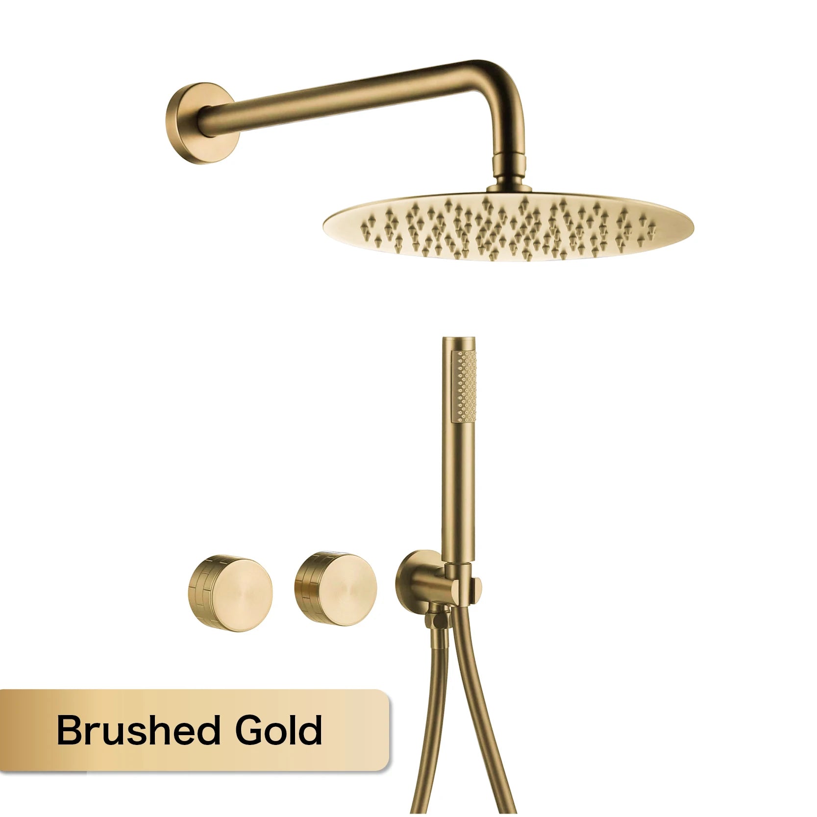 Luxury Gun Gray Brass Wall Mounted Shower System with Embedded Design, Dual Handle Hot and Cold Water, Simple Bathroom Faucet