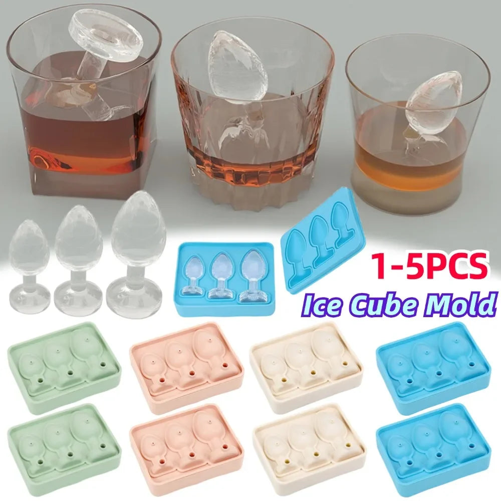 1-5Pcs Silicone Ice Cube Mold Funny Butt Plug Shaped Ice Tray Maker for Bars Cocktail Whiskey Chilling Drinking Kitchen Gadgets