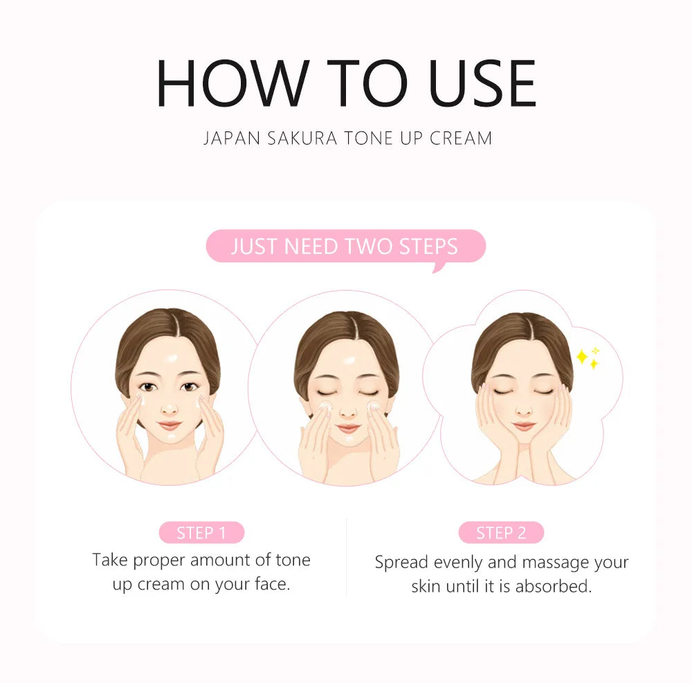 LAIKOU Japan Sakura Original Tone up Cream Moisturizing Nourishing Skin Face Cream Brightening Cream Face Skin Care 60g