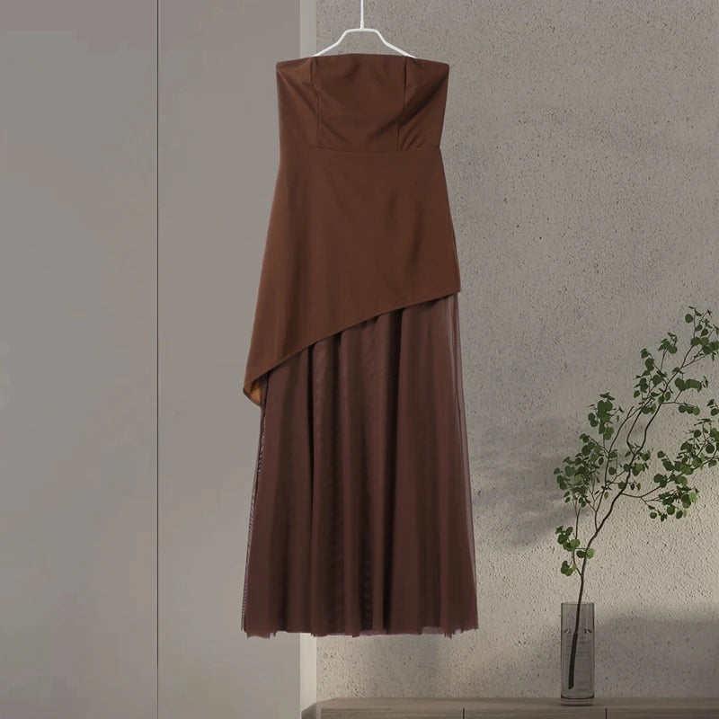 Elegant Halter Long Dress Women's Loose Sleeveless Off Shoulder Floor-length Dresses 2025 Spring Summer Lady Solid Stylish Robes