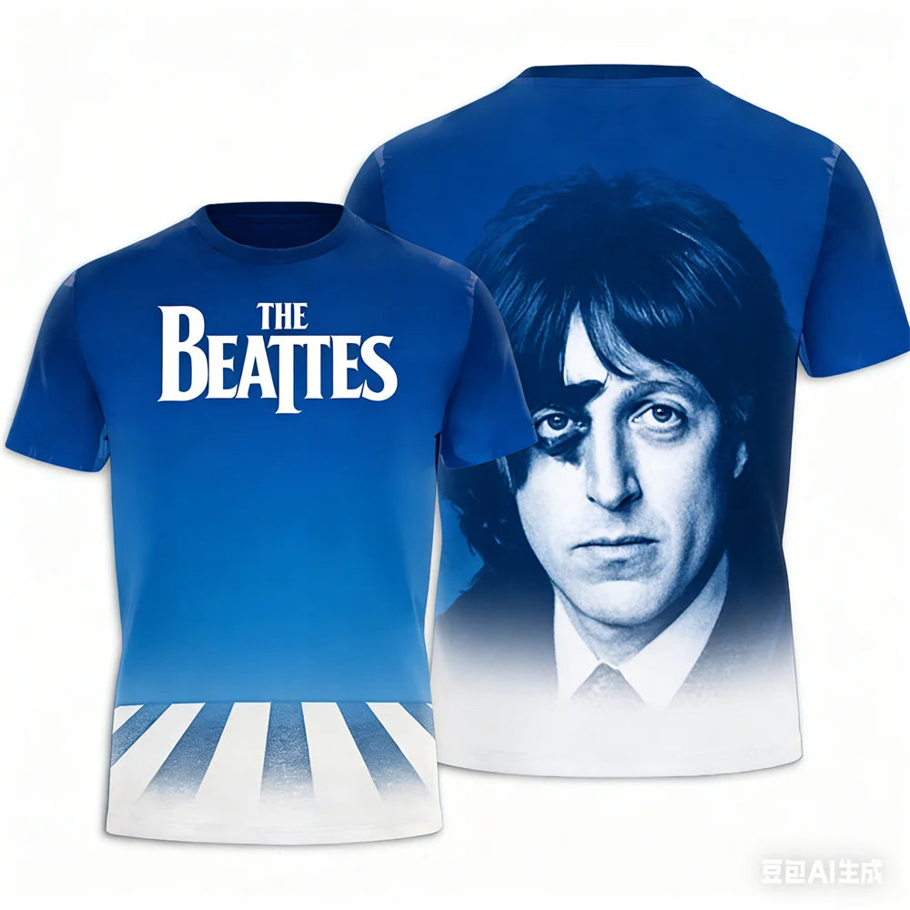 Rock band T-shirt Summer men's women's T-shirts The Beatles printed T-shirt Hip hop round neck T-shirt Breathable sports T-shirt