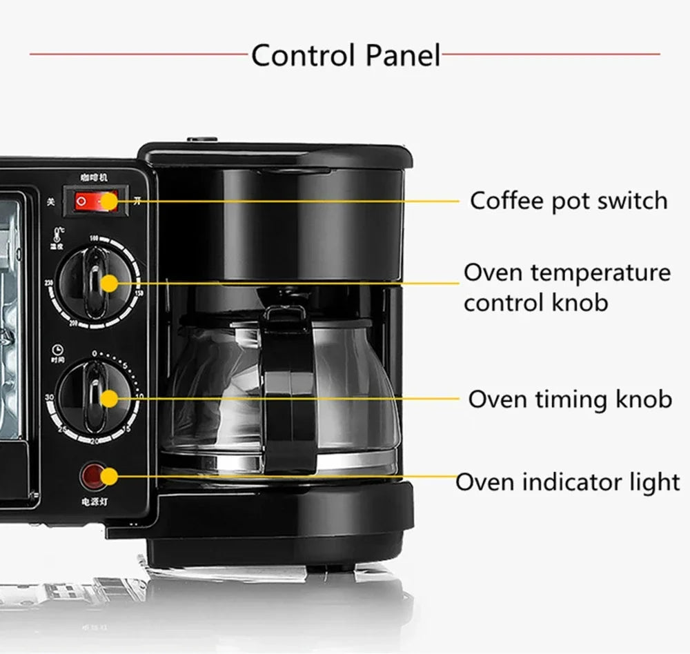 3 in 1 Breakfast Machine. Toaster. Coffee Machine. Oven. Kitchen Oven. Kitchen Appliances.