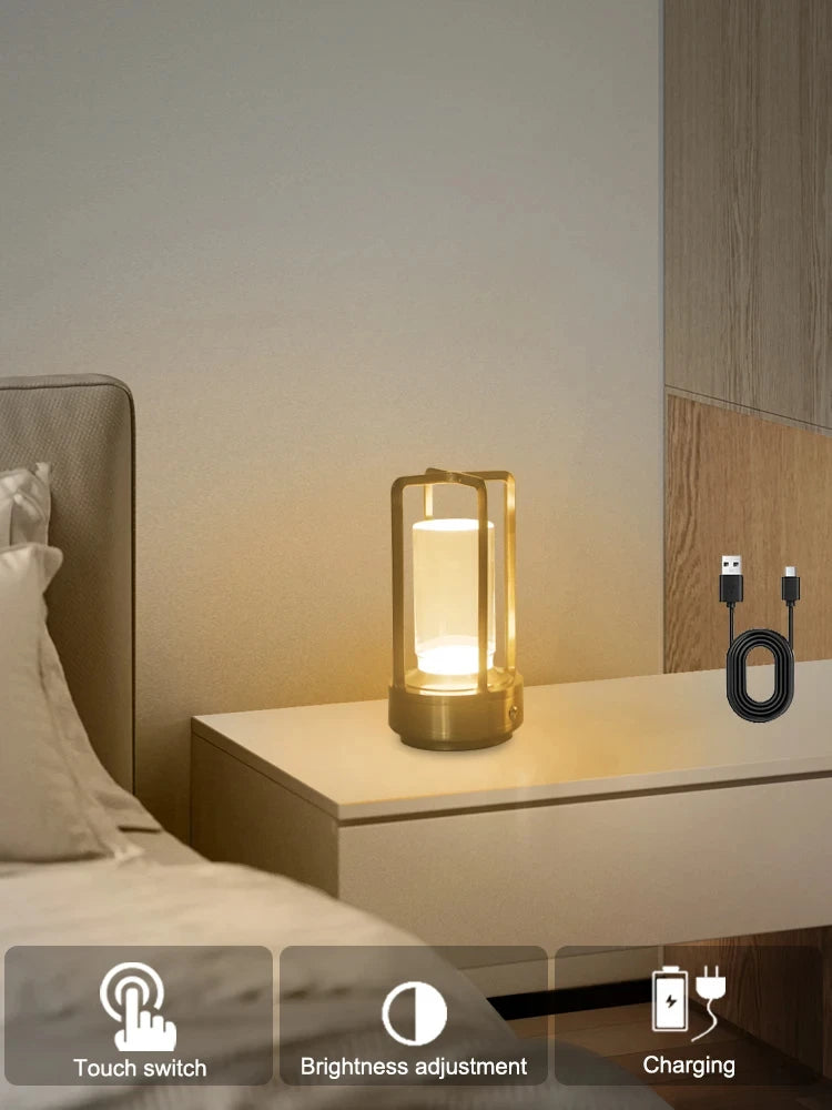 HOMEFISH Night Light Black Gold Silver Table Lamp Touch USB Charging Ambient Light Suitable for Bedrooms Living Rooms