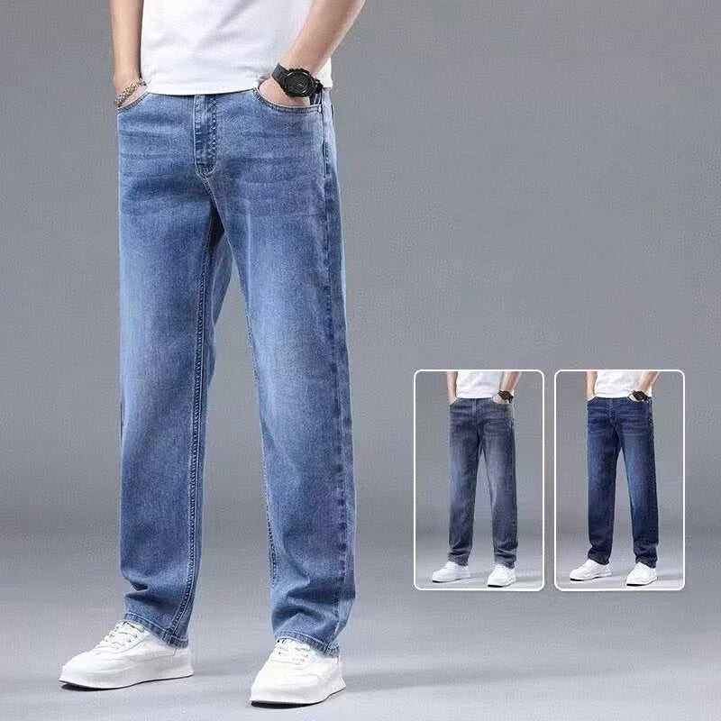 Men New Spring Autumn Jeans Male Fashion Loose Straight Leg Lightweight Denim Pants Comfortable Daily Commute Trousers