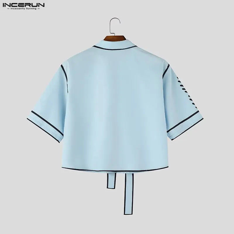 INCERUN Men's Shirt Printing Lapel Short Sleeve Flower Casual Men Clothes Streetwear Summer 2026 Fashion Crop Tops For Man S-5XL