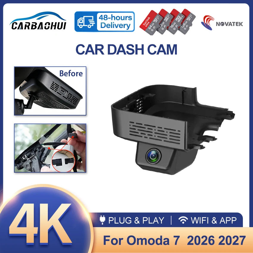 New! 4K UHD Plug and Play Car DVR Dash Cam Camera For Omoda 7 Omoda7 2025 2026 2027 Wifi Dashcam Customized Video Recorder